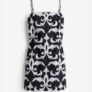H&M Black and White Baroque embroidered Mini Dress